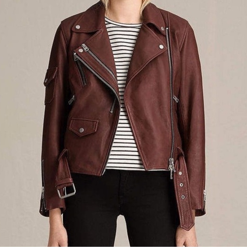 All Saints Harland Leather Jacket NWT